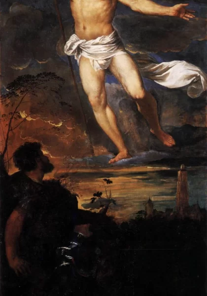 Prisikėlimo poliptikas. Prisikėlimas.. Vecellio Tiziano, 1520-22.