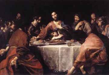 Paskutinė vakarienė. Valentin de Boulogne, 1625-26.