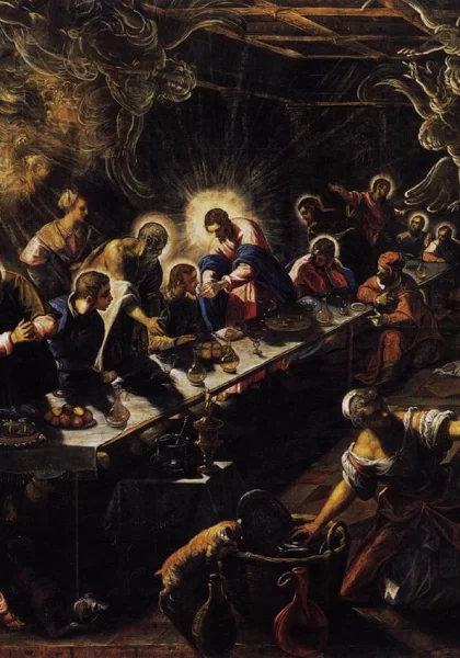 Paskutinė vakarienė. Tintoretto, 1592-94.