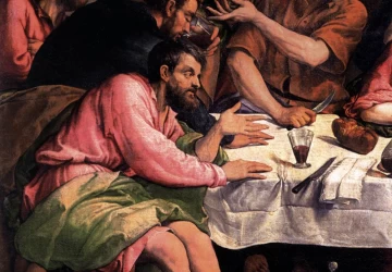 Paskutinė vakarienė (detalė). Jacopo Bassano, apie 1546.