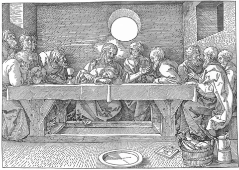 Paskutinė vakarienė. Albrecht Dürer, 1523. Paskutinė vakarienė. Albrecht Dürer, 1523.