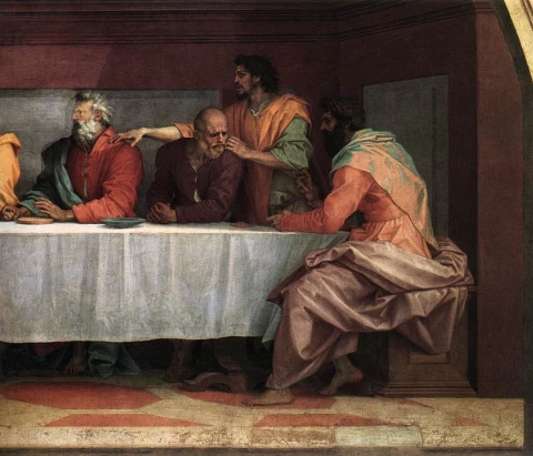 Paskutinė vakarienė (detalė). Andrea del Sarto, 1520-25.