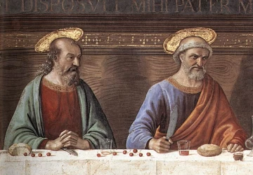 Paskutinė vakarienė (detalė). Domenico Ghirlandaio, apie 1486.