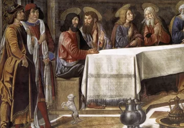 Paskutinė vakarienė (detalė). Cosimo Rosselli, 1481-82.