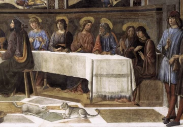 Paskutinė vakarienė (detalė). Cosimo Rosselli, 1481-82.
