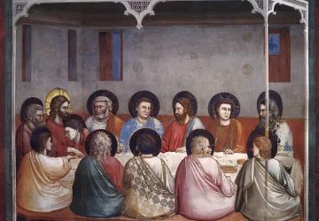 Nr. 29. Scenos iš Kristaus gyvenimo. Nr. 13. Paskutinė vakarienė.. Giotto di Bondone, 1304-06.