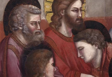 Nr. 29. Scenos iš Kristaus gyvenimo. Nr. 13. Paskutinė vakarienė (detalė).. Giotto di Bondone, 1304-06.