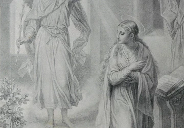 Aprei&scaron;kimas Mergelei Marijai. Heinrich Hofmann. 1887