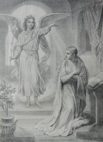 Aprei&scaron;kimas Mergelei Marijai. Heinrich Hofmann. 1887