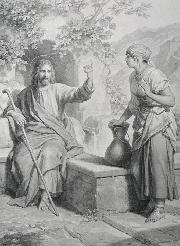 Jėzus ir moteris prie &scaron;ulinio. Heinrich Hofmann. 1887