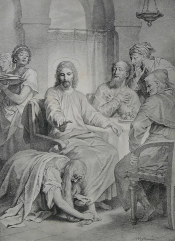 Moteris patepa Jėzaus kojas. Heinrich Hofmann. 1885
