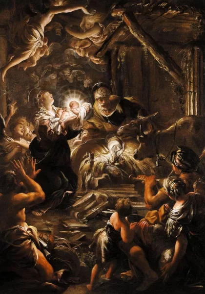 Viešpaties gimimas. Domenico Piola, 1647-49.