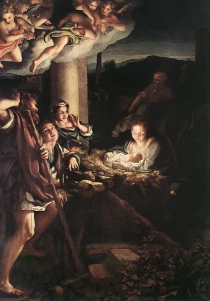 Viešpaties gimimas. Correggio, 1528-30.