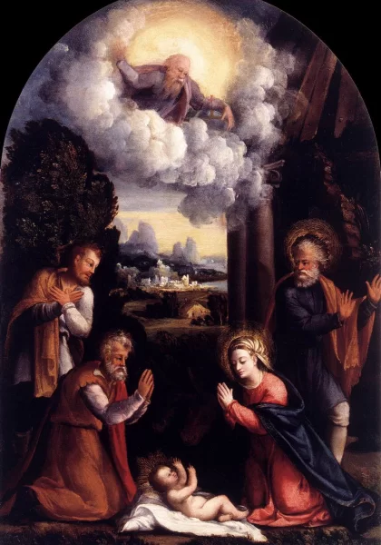 Viešpaties gimimas. Battista Dossi, apie 1520.
