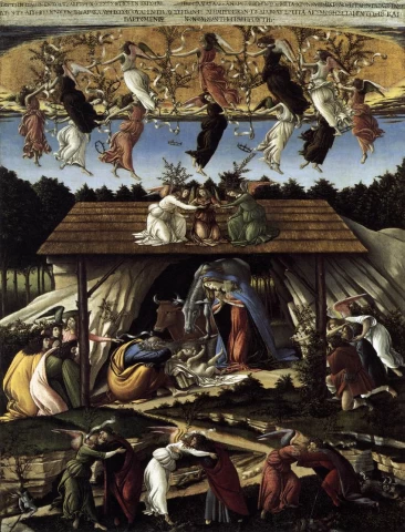 Mistinis Viešpaties gimimas. Sandro Botticelli, apie 1500.