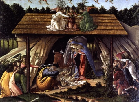Mistinis Viešpaties gimimas (detalė). Sandro Botticelli, apie 1500.