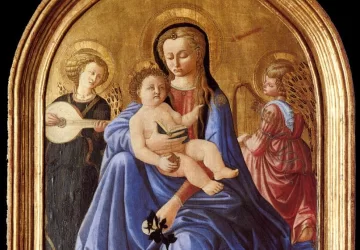 Madona ir kūdikis su dviem angelais (Nuolankumo madona). Kastelo Viešpaties gimimo meistras, 1450-52.