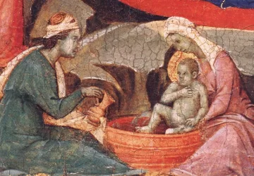 Viešpaties gimimas (detalė). Duccio di Buoninsegna, 1308-11.