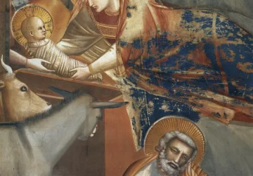 17 scenų iš Kristaus gyvenimo. Viešpaties gimimas (detalė).. Giotto di Bondone, 1304-06.