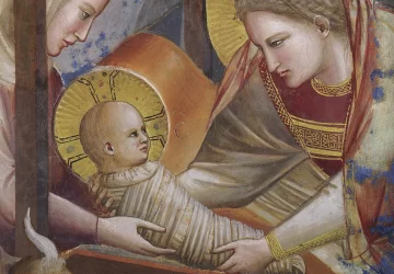 17 scenų iš Kristaus gyvenimo. Viešpaties gimimas (detalė).. Giotto di Bondone, 1304-06.