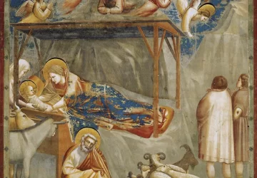 17 scenų iš Kristaus gyvenimo. Viešpaties gimimas (prieš restauraciją).. Giotto di Bondone, 1304-06.