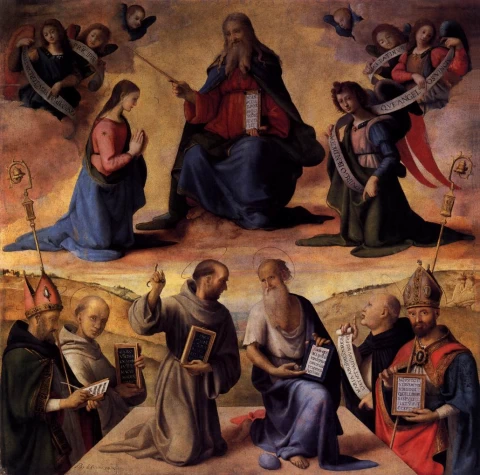Nekaltasis Prasidėjimas su šventaisiais. Piero di Cosimo, 1510.