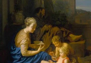 Šventoji šeima su kūdikėliu šv. Jonu Krikštytoju. Adriaen van der Werff, 1715.