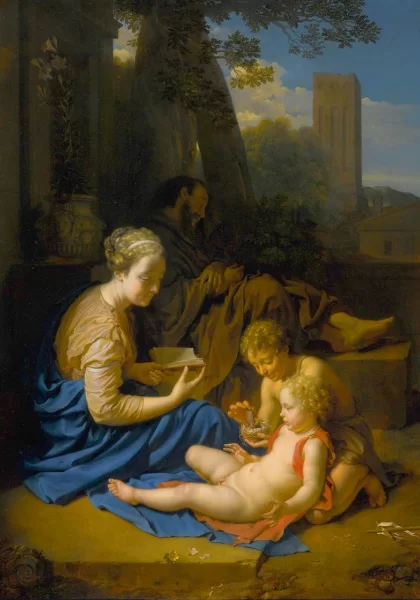 Šventoji šeima su kūdikėliu šv. Jonu Krikštytoju. Adriaen van der Werff, 1715.