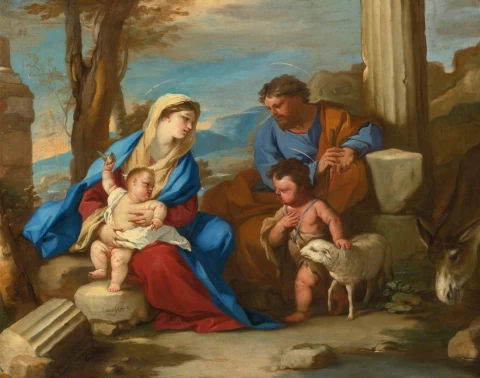 Šventoji šeima ir jaunas šv. Jonas Krikštytojas. Luca Giordano, apie 1660.