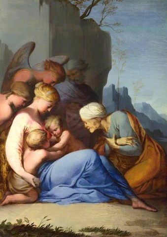 Šventoji šeima su kūdikėliu šv. Jonu Krikštytoju, šv. Elzbieta ir trimis figūromis. Lubin Baugin, apie 1642.