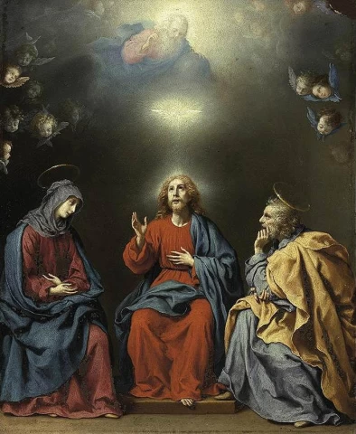 Šventoji šeima su Dievu Tėvu ir Šventąja Dvasia. Carlo Dolci, apie 1630.