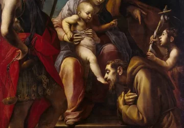 Šventoji šeima su šventaisiais. Alessandro Tiarini, apie 1620.