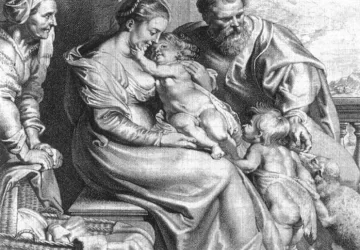 Šventoji šeima su  šv. Jonu Krikštytoju ir šv. Elzbieta. Lucas Vorsterman, 1620.
