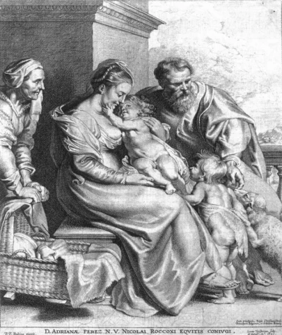 Šventoji šeima su  šv. Jonu Krikštytoju ir šv. Elzbieta. Lucas Vorsterman, 1620.