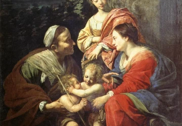 Šventoji šeima su  šv. Elzbieta, šv. Jonu Krikštytoju ir šv. Kotryna. Simon Vouet, 1614-15.