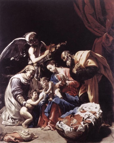 Šventoji šeima su  šv. Elzbieta, jaunu šv. Jonu Krikštytoju ir angelu. Orazio Borgianni, apie 1609.
