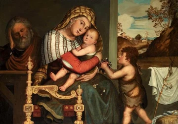 Šventoji šeima su kūdikėliu šv. Jonu Krikštytoju. Niccolò Frangipane, 1595.