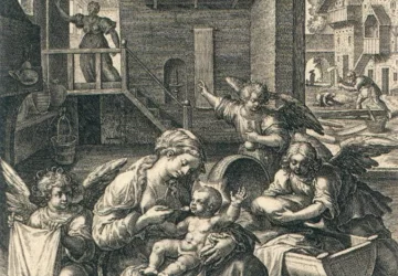 Šventoji šeima Egipte. Jan Sadeler I, 1581.