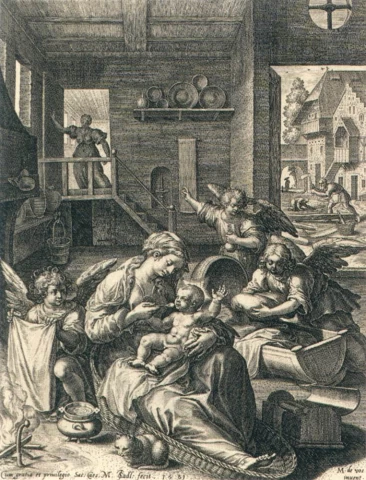Šventoji šeima Egipte. Jan Sadeler I, 1581.