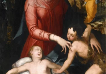 Šventoji šeima su kūdikėliu šv. Jonu Krikštytoju. Marco Pino, 1560.