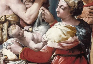 Šventoji šeima su šv. Jonu Krikštytoju. Giovanni Francesco Bezzi, 1550.