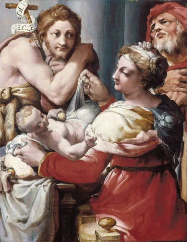 Šventoji šeima su šv. Jonu Krikštytoju. Giovanni Francesco Bezzi, 1550.