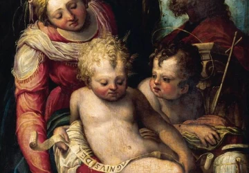 Šventoji šeima su kūdikėliu šv. Jonu Krikštytoju. Prospero Fontana, 1548-51.
