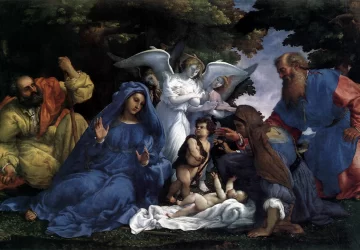 Šventoji šeima su angelais. Lorenzo Lotto, 1536-37.