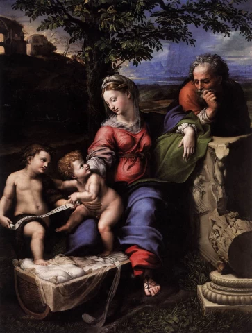 Šventoji šeima po ąžuolu. Sanzio Raffaello, 1518.