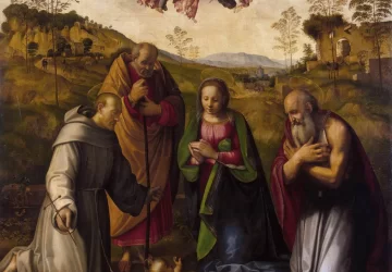 Šventoji šeima su šv. Pranciškumi ir šv. Jeronimu. Ridolfo Ghirlandaio, 1511-13.