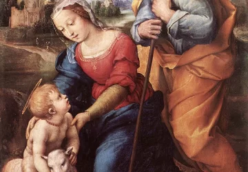Šventoji šeima su avinėliu. Sanzio Raffaello, 1507.