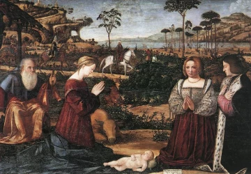 Šventoji šeima su dviem fundatoriais. Vittore Carpaccio, 1505.