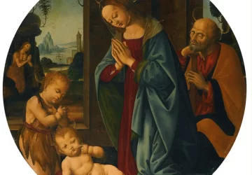 Šventoji šeima su kūdikėliu šv. Jonu Krikštytoju. Tommaso di Credi, apie 1500.