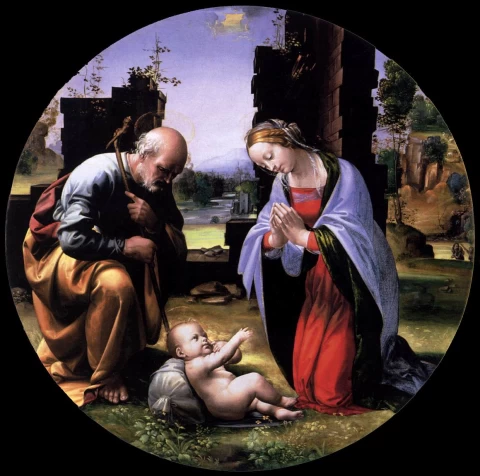 Kūdikėlio Kristaus adoravimas. Fra Bartolomeo, apie 1499.